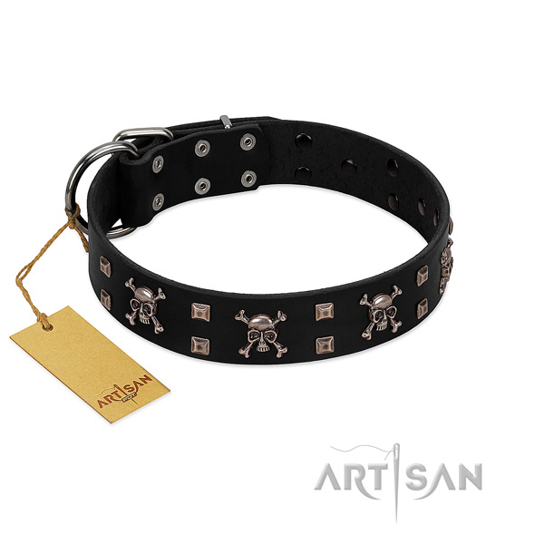Durable genuine leather dog collar crafted for your four-legged friend