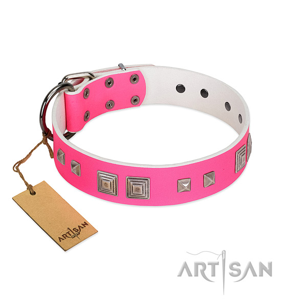 Easy wearing top notch full grain natural leather dog collar