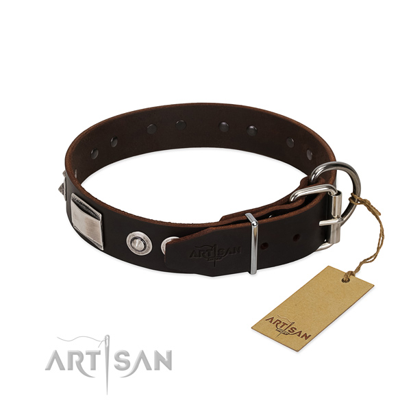 Extraordinary full grain natural leather collar for your doggie