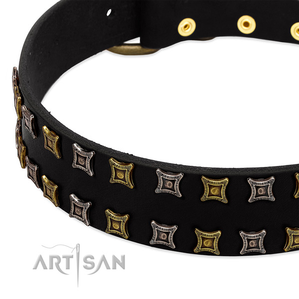 Gentle to touch genuine leather dog collar for your beautiful canine