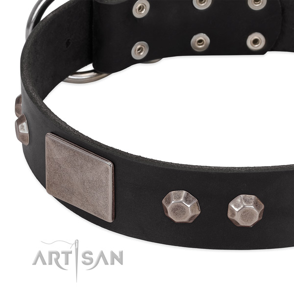 Daily walking soft to touch genuine leather dog collar
