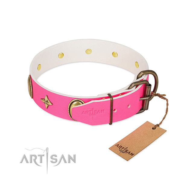 Top rate genuine leather dog collar with awesome studs