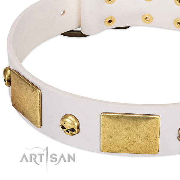 Top rate full grain natural leather collar handmade for your doggie