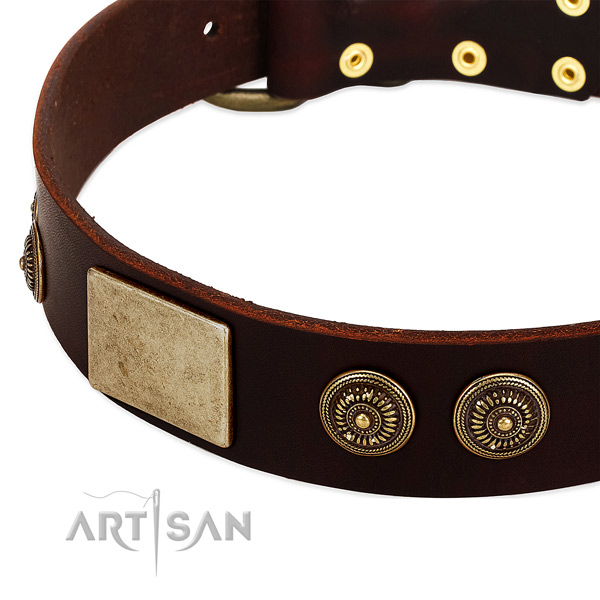 Durable fittings on full grain genuine leather dog collar for your dog