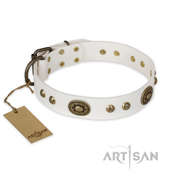 Handmade full grain leather dog collar for everyday use