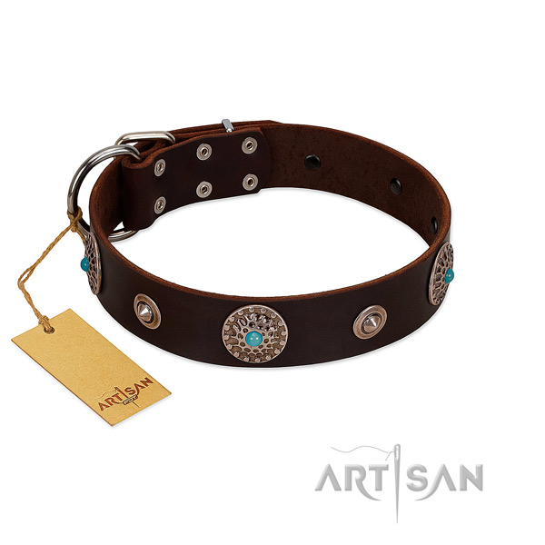 Flexible natural leather dog collar crafted for your pet