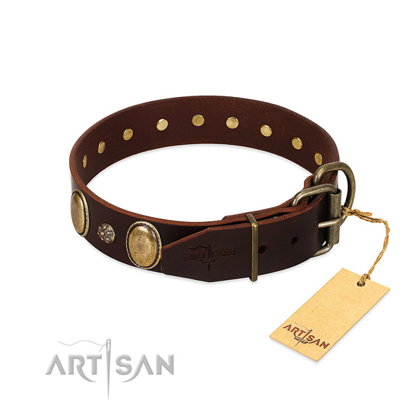 Comfy wearing high quality leather dog collar