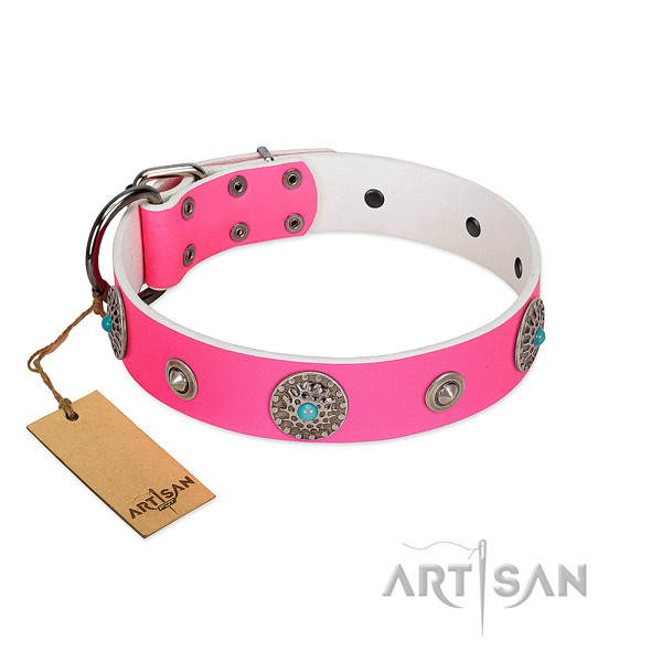 Soft to touch leather dog collar made for your pet