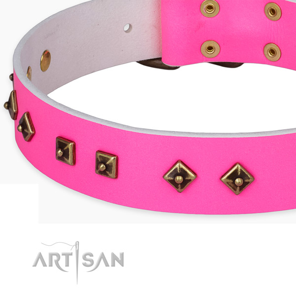 Handmade full grain natural leather collar for your attractive dog