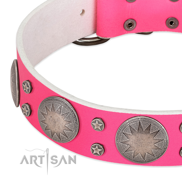 Soft full grain genuine leather dog collar for your beautiful doggie