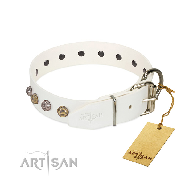 Comfy wearing top rate full grain genuine leather dog collar