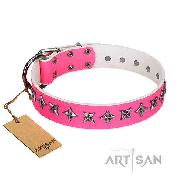 Best quality leather dog collar with extraordinary decorations