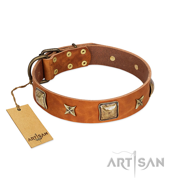 Handmade full grain leather collar for your doggie