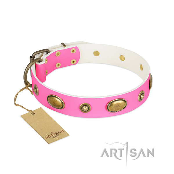 Stylish full grain natural leather collar for your pet