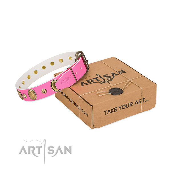 Flexible full grain leather collar created for your dog
