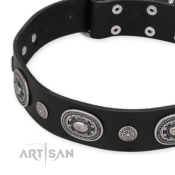 Best quality full grain natural leather dog collar handcrafted for your lovely doggie