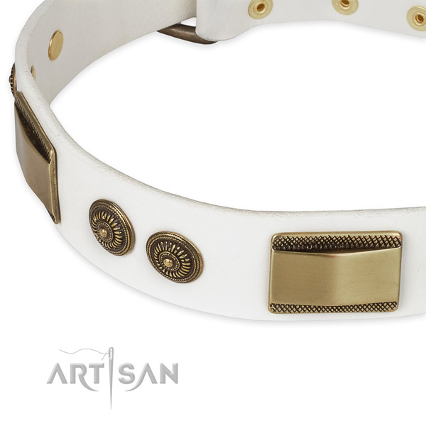 Rust-proof hardware on full grain genuine leather dog collar for your dog