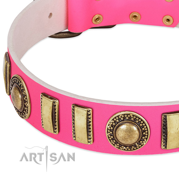 Top rate full grain natural leather dog collar for your lovely pet