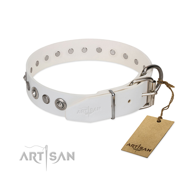 Quality full grain leather dog collar with designer studs