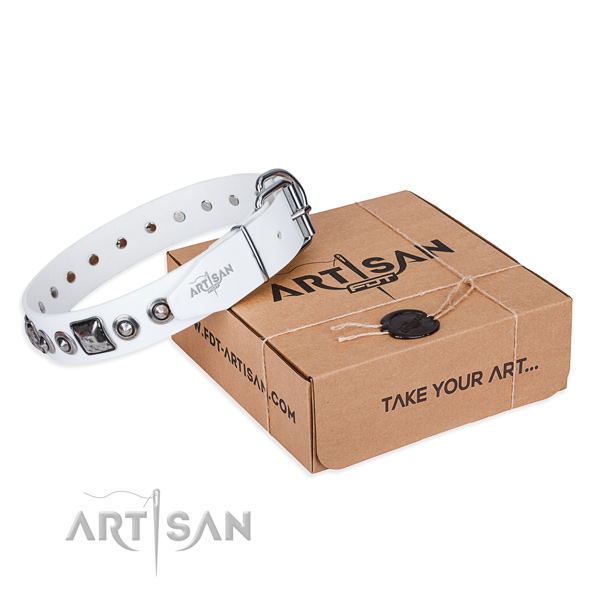 Soft to touch full grain leather dog collar made for easy wearing
