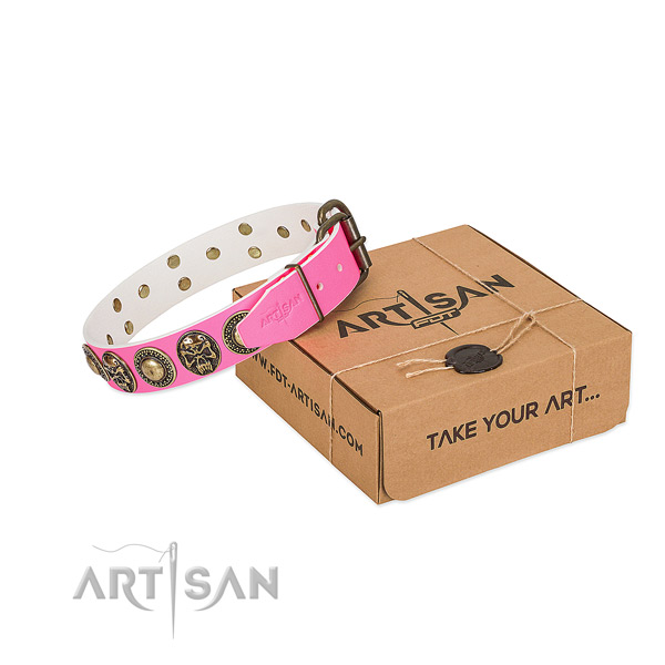 Corrosion resistant traditional buckle on dog collar for comfy wearing