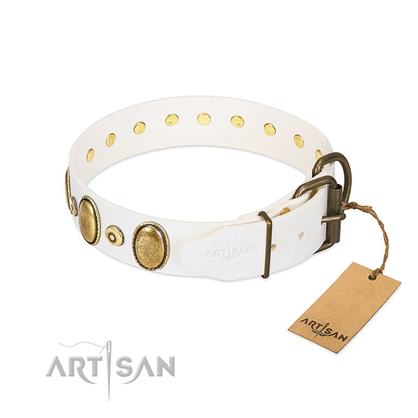 Durable full grain leather collar handcrafted for your four-legged friend