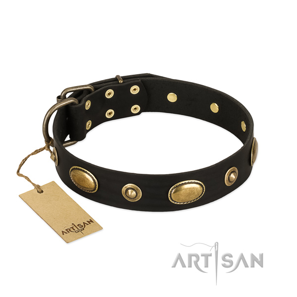 Designer full grain natural leather collar for your pet