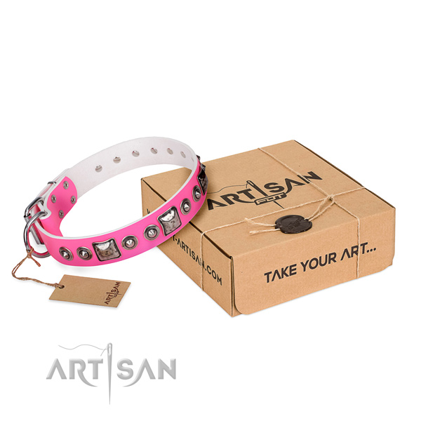 Top notch full grain genuine leather dog collar created for daily use