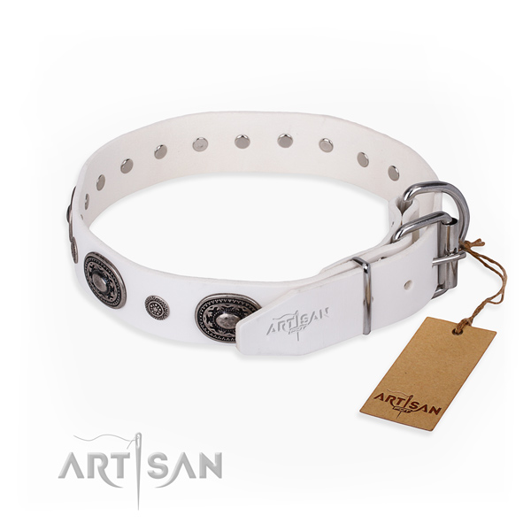 Soft to touch leather dog collar handmade for fancy walking