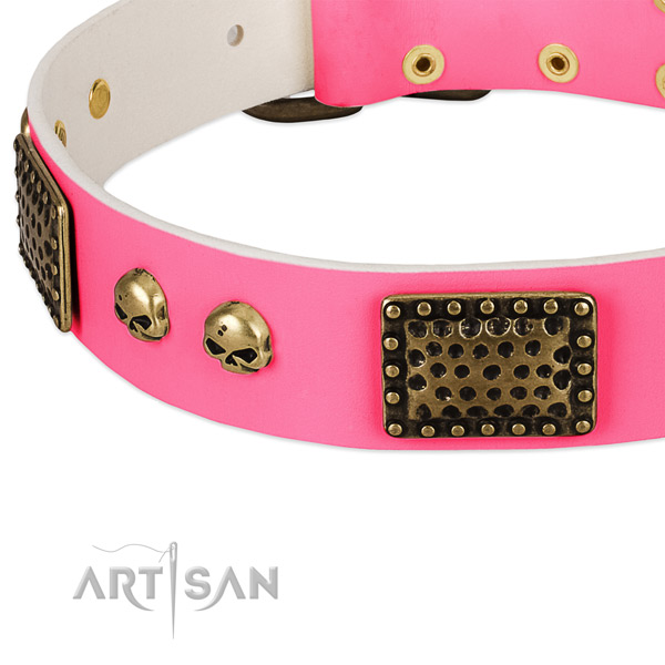 Rust-proof fittings on leather dog collar for your dog