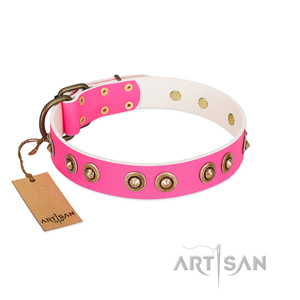 Exquisite natural genuine leather dog collar for comfortable wearing