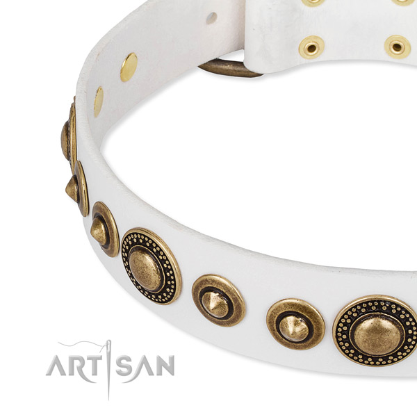 Soft to touch full grain leather dog collar made for your lovely dog