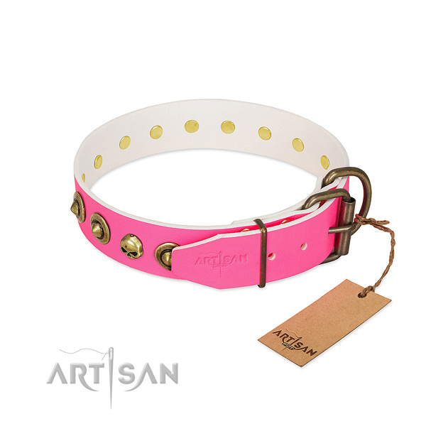 Full grain natural leather collar with exquisite studs for your dog