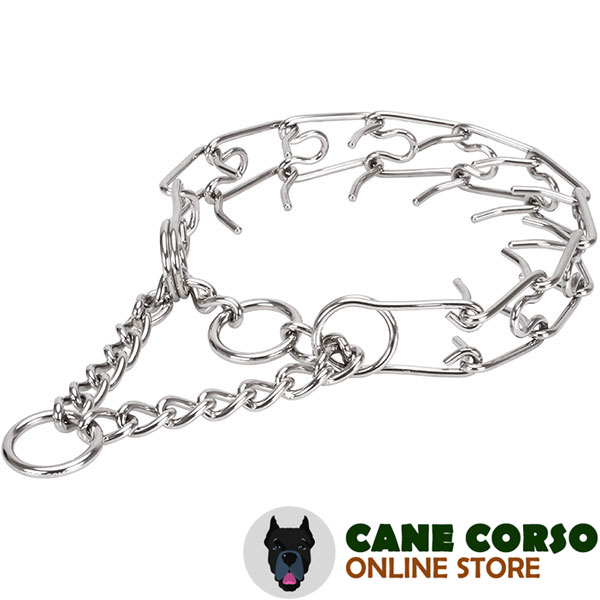 Strong stainless steel dog prong collar with corrosion proof removable links