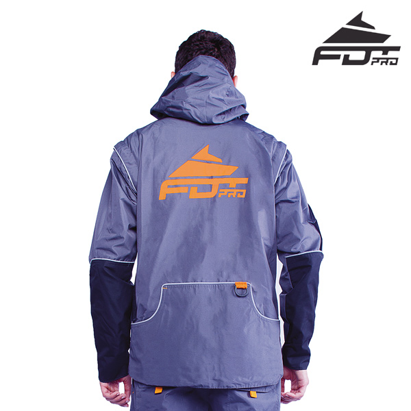 Professional Dog Training Jacket of Grey Color with Reliable Side Pockets