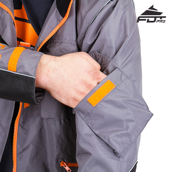 Grey Pro Design Dog Tracking Jacket with Strong Sleeve Pocket