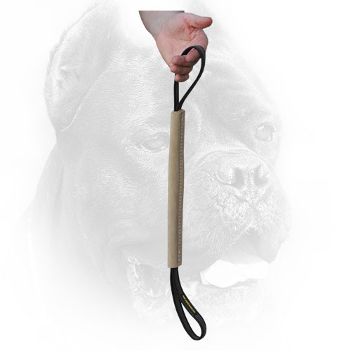 Leather Cane Corso Bite Tug with Comfortable Handles