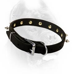 Custom made leather dog collar is constructed of  superior materials