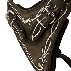 Well-built hand painted leather dog harness
