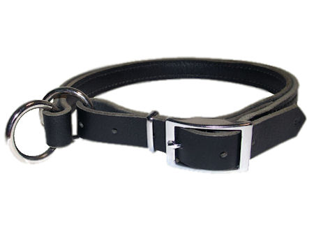 Adjustable Leather Slip Canine Collar&Strong NICKEL hardware