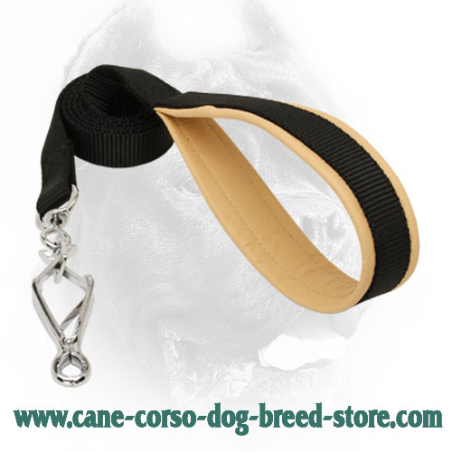 Nylon dog Cane Corso leash with softly padded handle