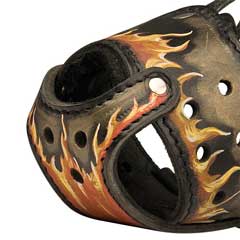 Hand painted prime leather dog muzzle