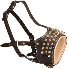 Spiked leather dog muzzle 